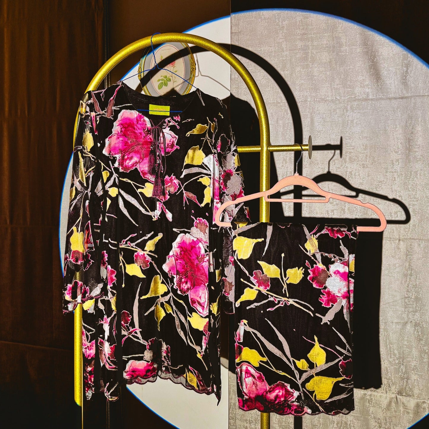 black velvet floral Pakistani suit