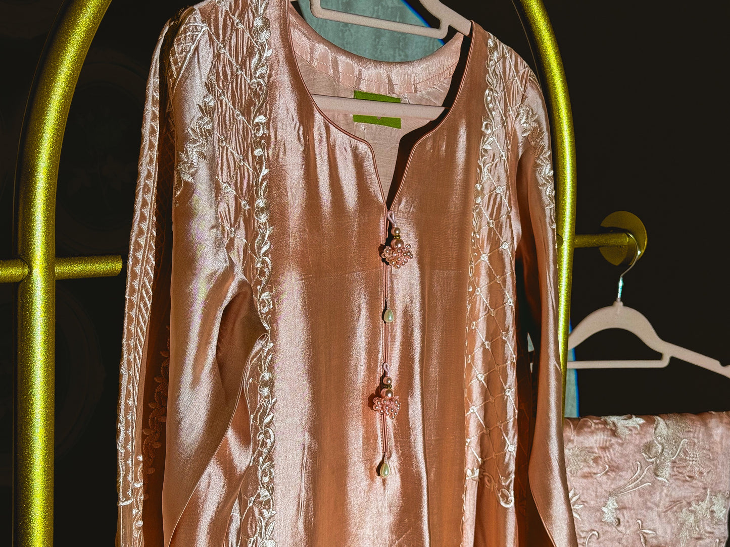 Petal Glow tissue silk floral embroidered Pakistani suit